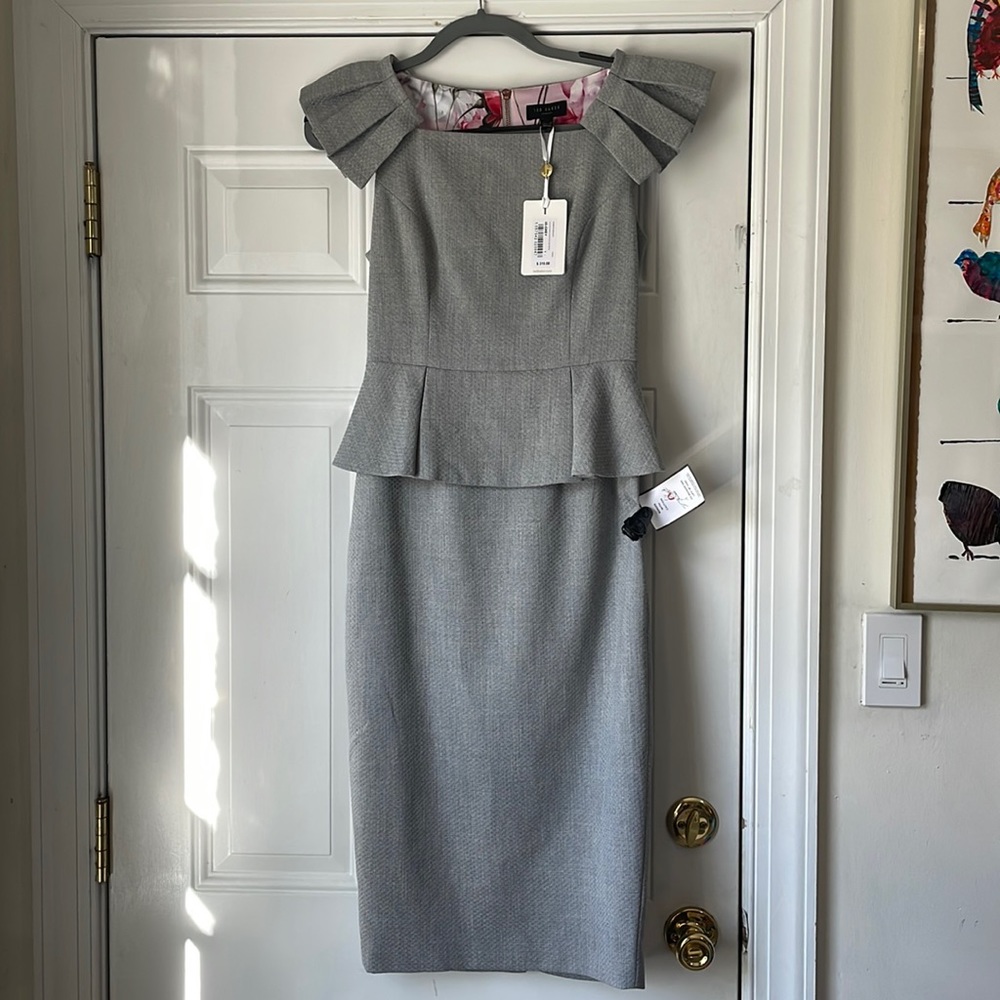 NWT Ted Baker Pleated Peplum Dress